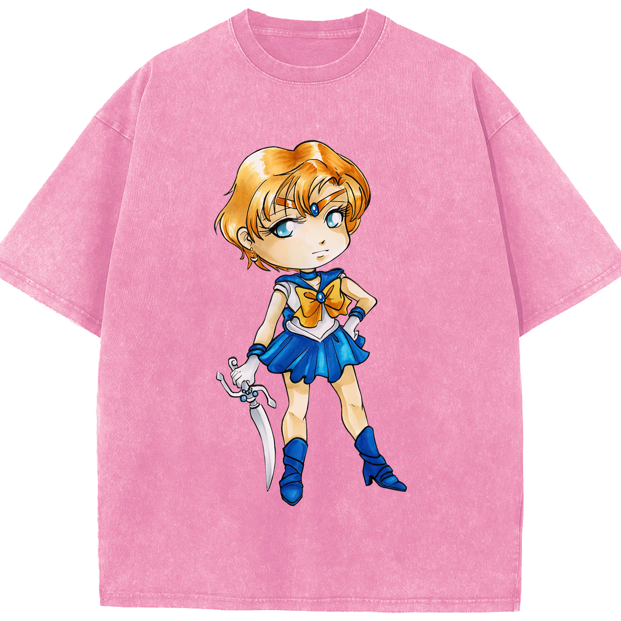 （画像用） 美少女戦士セーラームーン 天王はるか Sailor Moon Tenoh Haruka 綿100% ヴィンテージ風 半袖Tシャツ（フロントプリント）